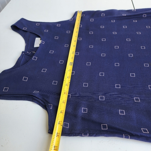 Christopher & Banks Womens Navu Blue Tan Geo Print Dress Sleeveless Midi Maxi 12 - Picture 7 of 12